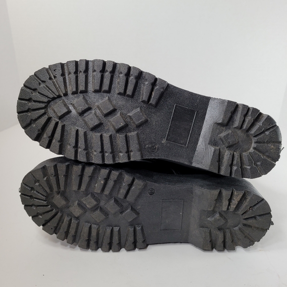 BM Collection Black Vegan Leather Platform Combat Boots Size 10 - Picture 10 of 11